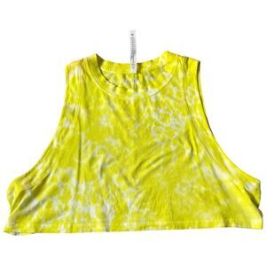 NWOT Lululemon All Yours Crop Tank Top Yellow Tie Dye Crewneck Sleeveless Sz. 12